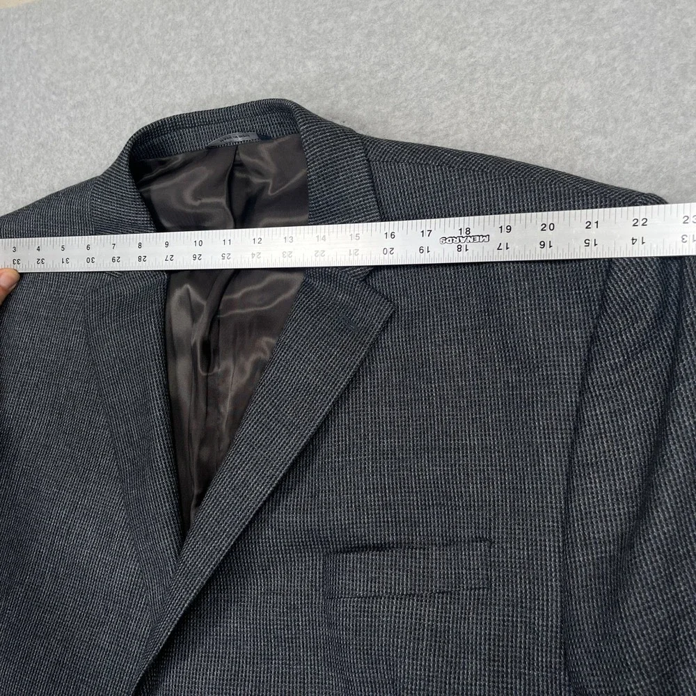 Ralph Lauren Sport Coat Mens 50R Dark Gray Blue Check Plaid Executive Fit Blazer